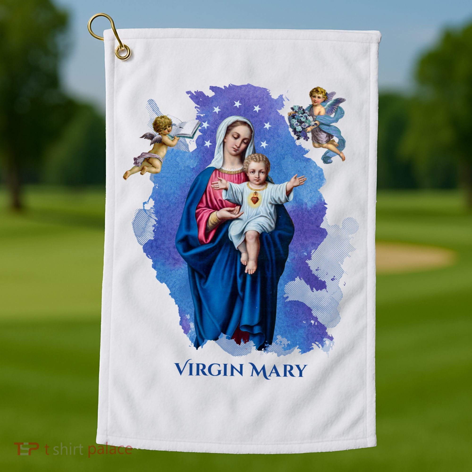 Virgin Mary Angel Religious Gift Art Golf Towel