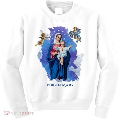Virgin Mary Angel Religious Gift Art Kids Sweatshirt