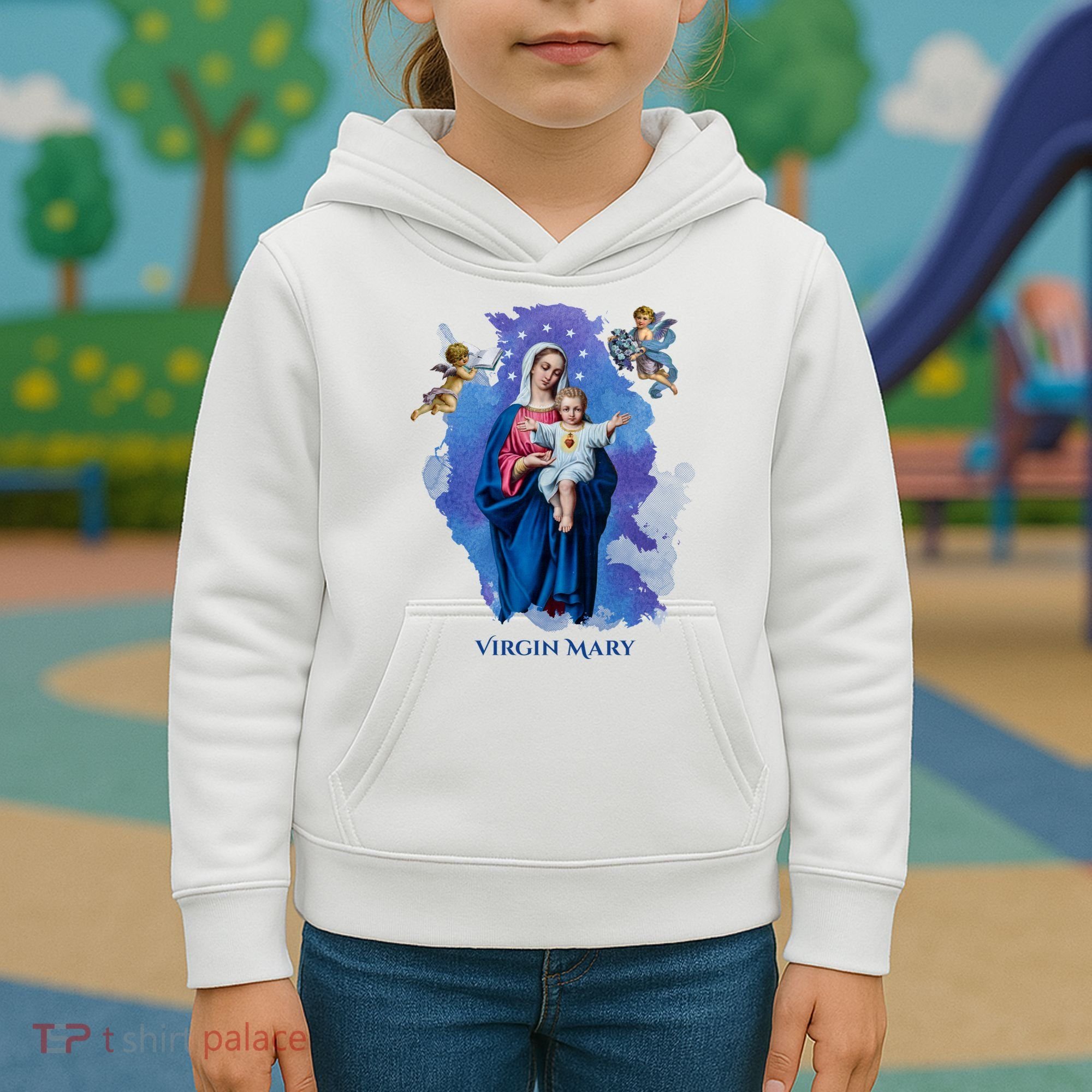 Virgin Mary Angel Religious Gift Art Kids Hoodie