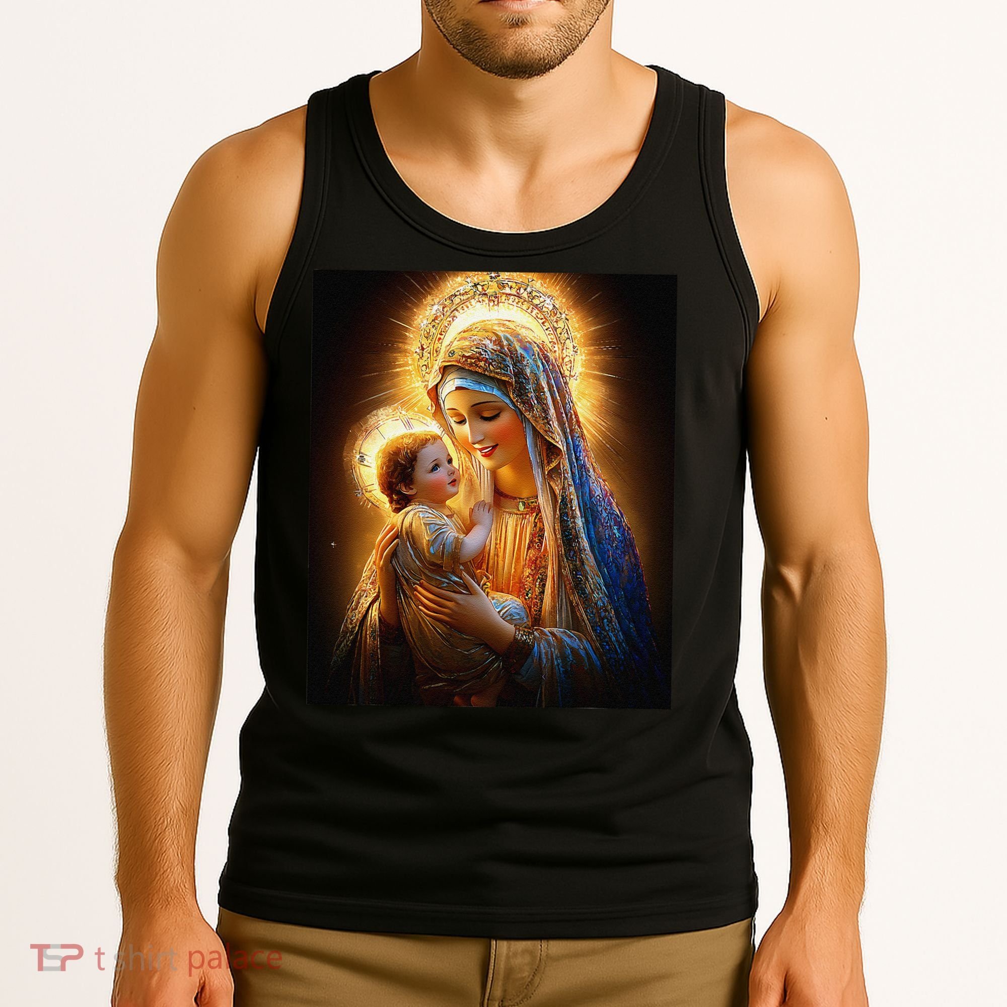 Virgin Mary and Baby Jesus Catholic Madonna and Child Gift Tank Top