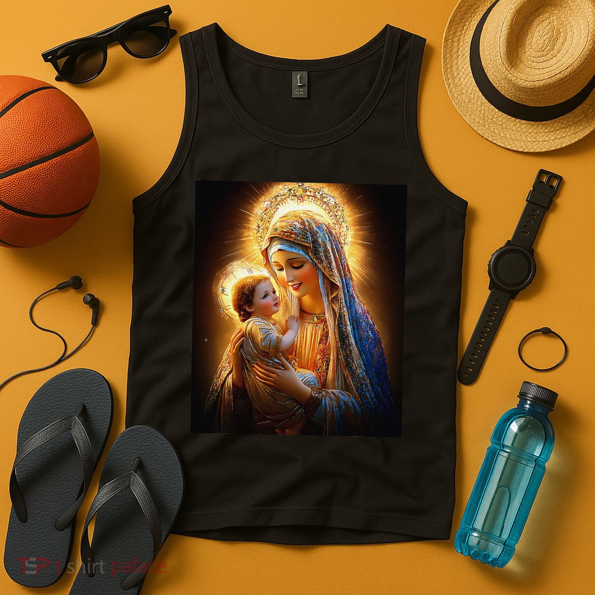 Virgin Mary and Baby Jesus Catholic Madonna and Child Gift Tank Top