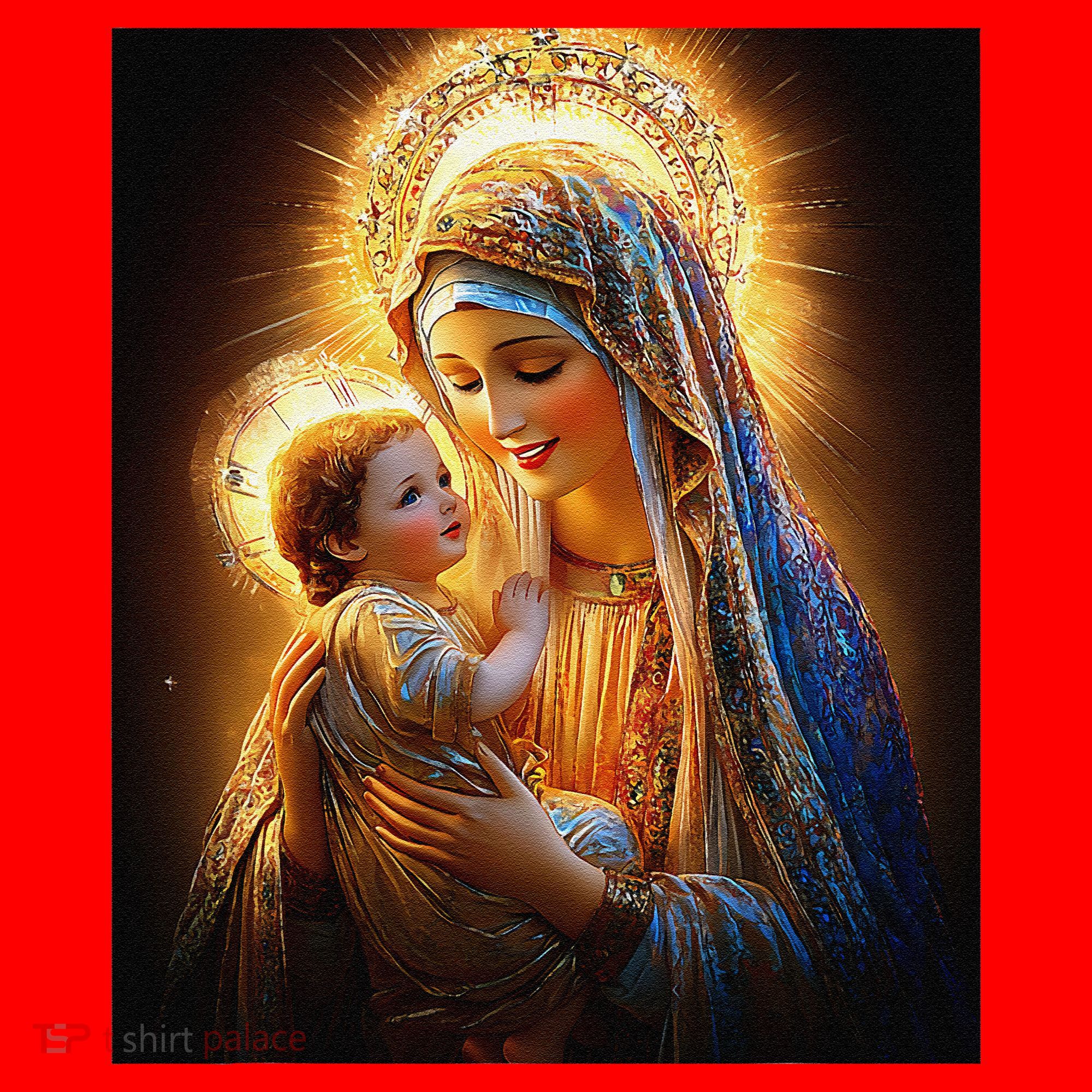 Virgin Mary and Baby Jesus Catholic Madonna and Child Gift Santa Hat