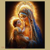 Virgin Mary and Baby Jesus Catholic Madonna and Child Gift Hoodie thumb 2