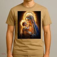 Virgin Mary and Baby Jesus Catholic Madonna and Child Gift T-Shirt thumb 3