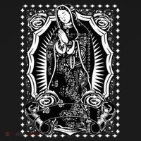 Virgin Mary Black White Bandana Print Chicano Art Cholo Tote Bag thumb 4