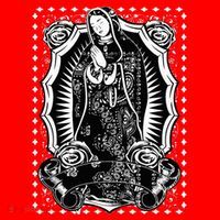 Virgin Mary Black White Bandana Print Chicano Art Cholo Santa Hat thumb 1