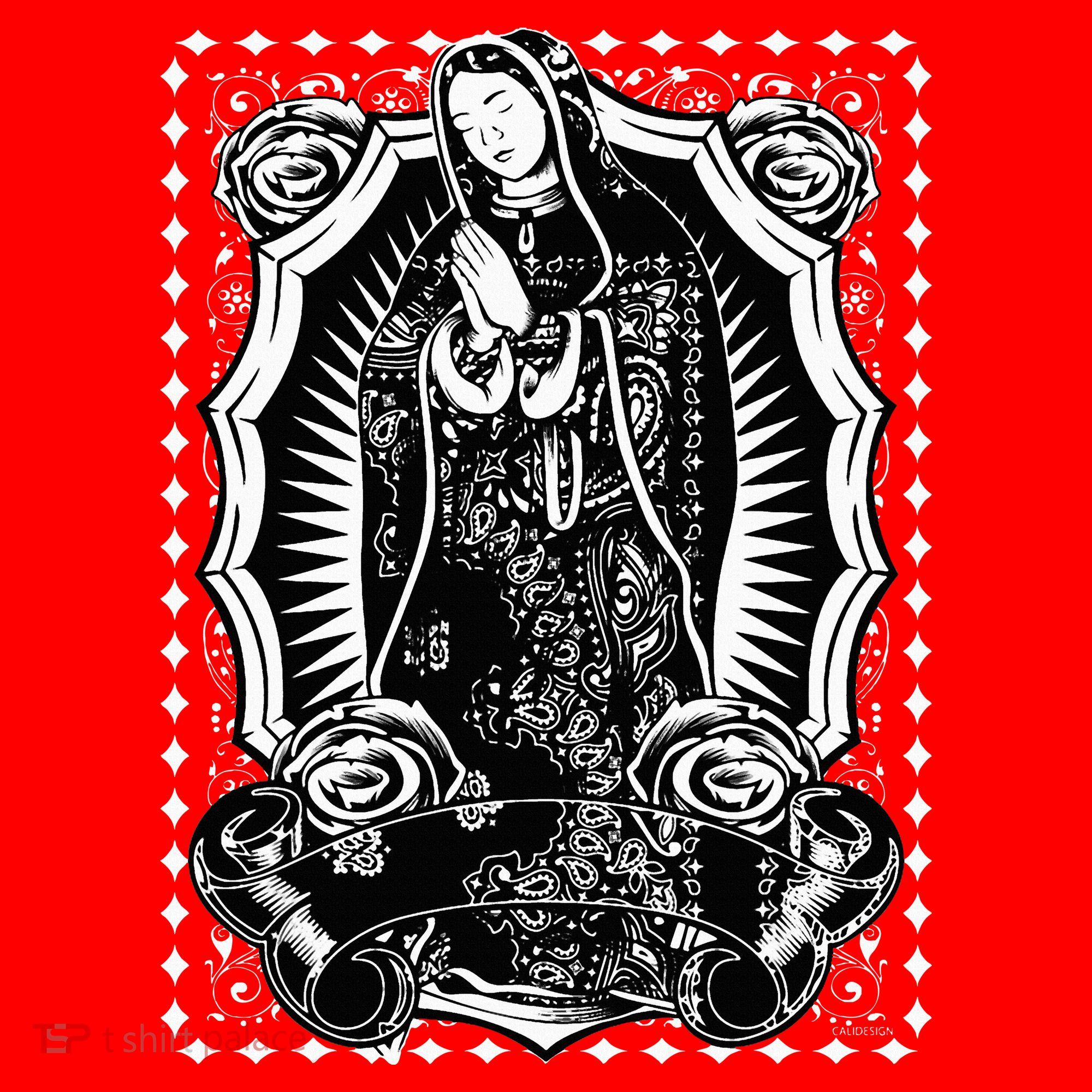 Virgin Mary Black White Bandana Print Chicano Art Cholo Santa Hat