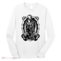 Virgin Mary Black White Bandana Print Chicano Art Cholo Long Sleeve Shirt thumb 0