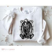Virgin Mary Black White Bandana Print Chicano Art Cholo Sweatshirt thumb 2
