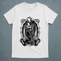Virgin Mary Black White Bandana Print Chicano Art Cholo T-Shirt thumb 5