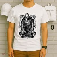 Virgin Mary Black White Bandana Print Chicano Art Cholo T-Shirt thumb 6