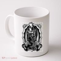 Virgin Mary Black White Bandana Print Chicano Art Cholo Coffee Mug thumb 0