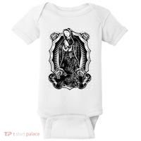 Virgin Mary Black White Bandana Print Chicano Art Cholo Baby Bodysuit thumb 0