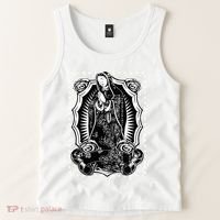 Virgin Mary Black White Bandana Print Chicano Art Cholo Tank Top thumb 2