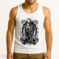 Virgin Mary Black White Bandana Print Chicano Art Cholo Tank Top thumb 3
