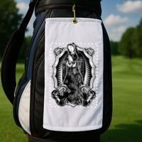Virgin Mary Black White Bandana Print Chicano Art Cholo Golf Towel thumb 2