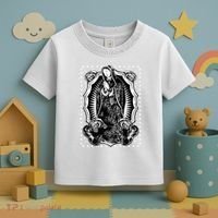 Virgin Mary Black White Bandana Print Chicano Art Cholo Toddler T-Shirt thumb 3