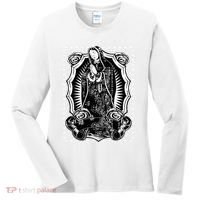 Virgin Mary Black White Bandana Print Chicano Art Cholo Women's Long Sleeve Shirt thumb 0