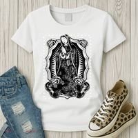 Virgin Mary Black White Bandana Print Chicano Art Cholo Women's T-Shirt thumb 3