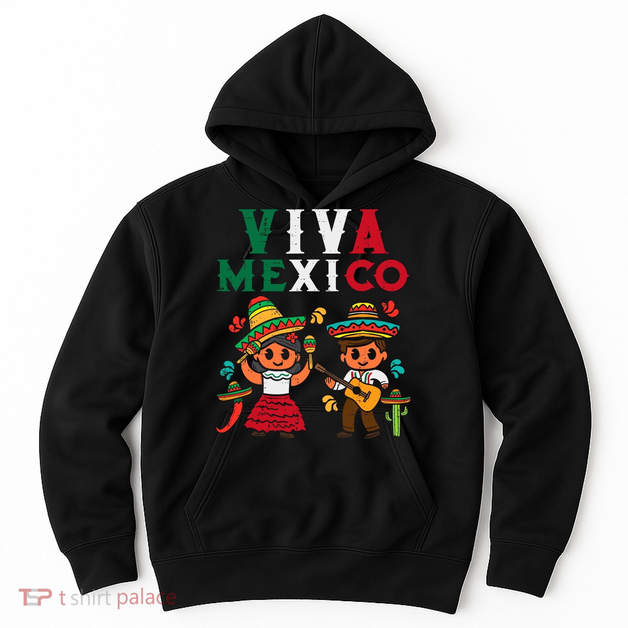 Viva Mexico Boy Girl Maracas Guitar Mexican Independence Hoodie