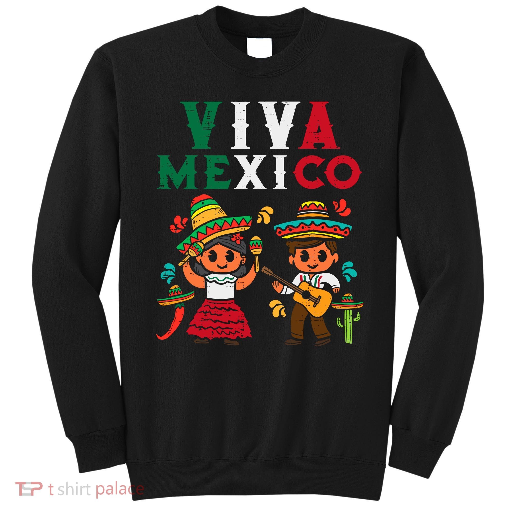 Viva Mexico Boy Girl Maracas Guitar Mexican Independence Sweatshirt