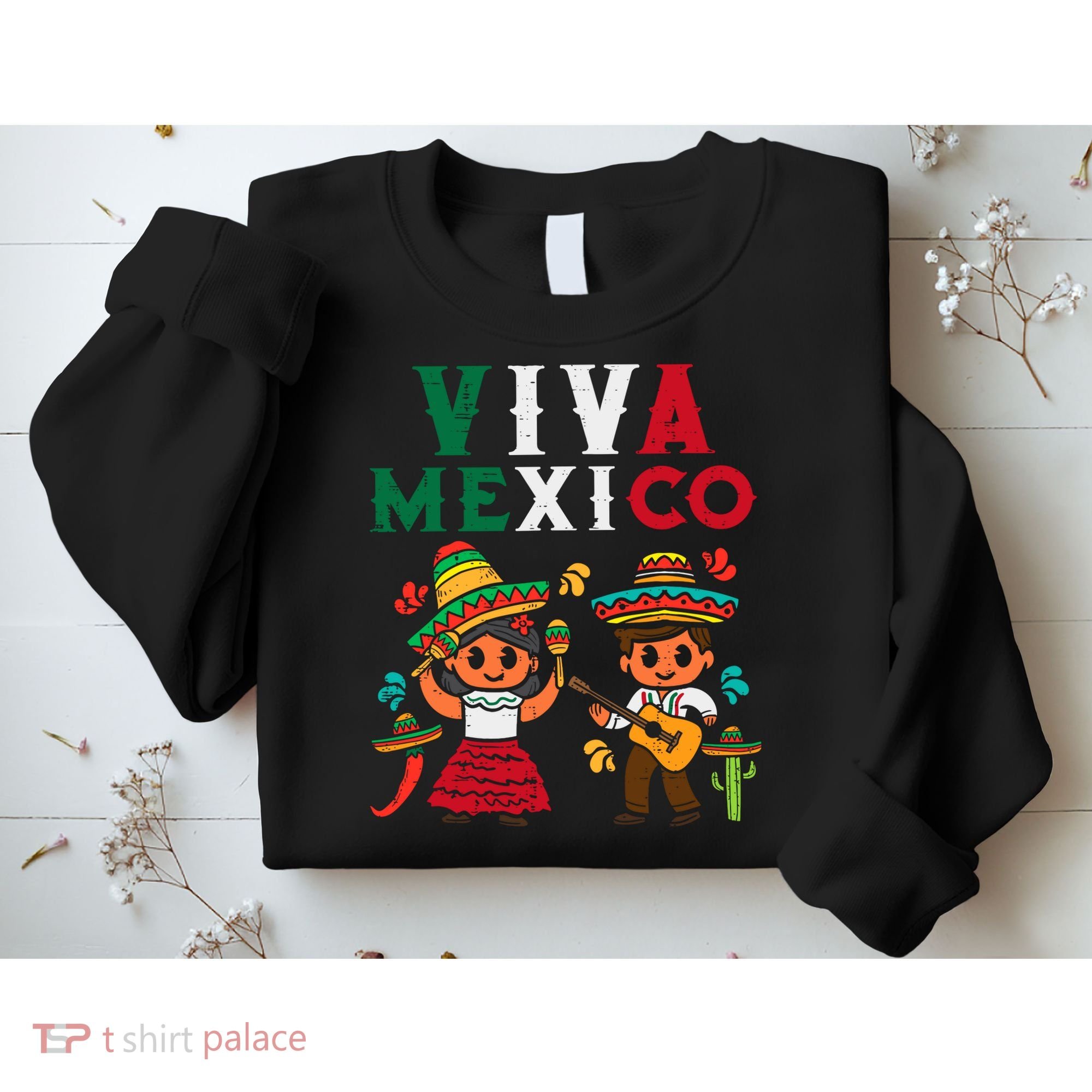 Viva Mexico Boy Girl Maracas Guitar Mexican Independence Sweatshirt