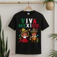 Viva Mexico Boy Girl Maracas Guitar Mexican Independence T-Shirt thumb 2