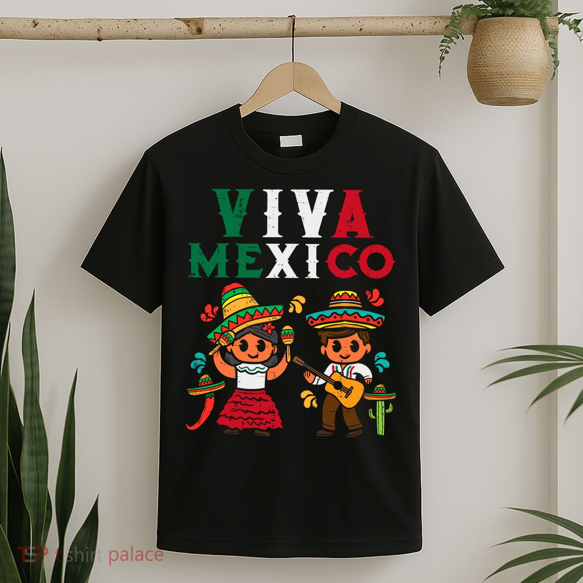 Viva Mexico Boy Girl Maracas Guitar Mexican Independence T-Shirt