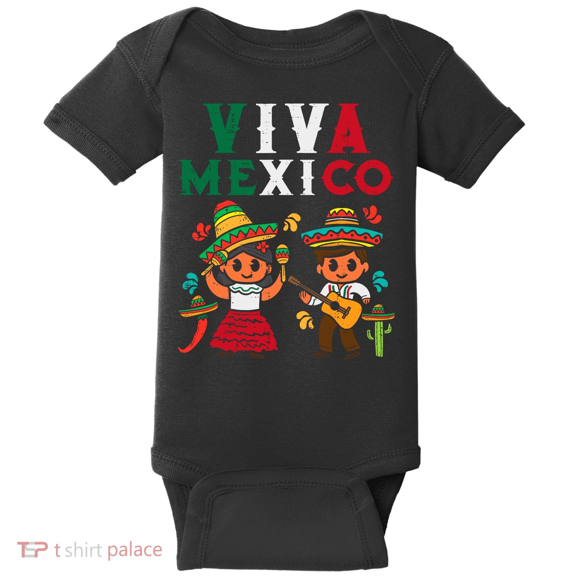 Viva Mexico Boy Girl Maracas Guitar Mexican Independence Baby Bodysuit