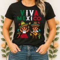 Viva Mexico Boy Girl Maracas Guitar Mexican Independence Women's T-Shirt thumb 2