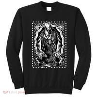 Virgin Mary Black White Bandana Print Chicano Art Cholo Sweatshirt thumb 0