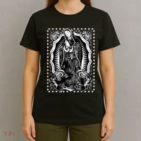 Virgin Mary Black White Bandana Print Chicano Art Cholo T-Shirt thumb 4