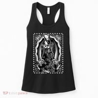 Virgin Mary Black White Bandana Print Chicano Art Cholo Women's Tank Top thumb 0