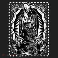 Virgin Mary Black White Bandana Print Chicano Art Cholo Hat thumb 2