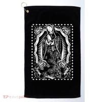 Virgin Mary Black White Bandana Print Chicano Art Cholo Golf Towel thumb 0
