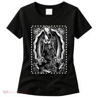 Virgin Mary Black White Bandana Print Chicano Art Cholo Women's T-Shirt thumb 0