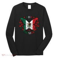 Viva Mexico Butterfly Rose Mexican Independence Long Sleeve Shirt thumb 0