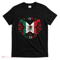 Viva Mexico Butterfly Rose Mexican Independence T-Shirt thumb 0