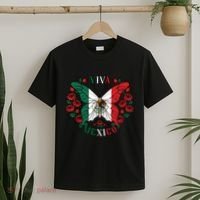 Viva Mexico Butterfly Rose Mexican Independence T-Shirt thumb 2