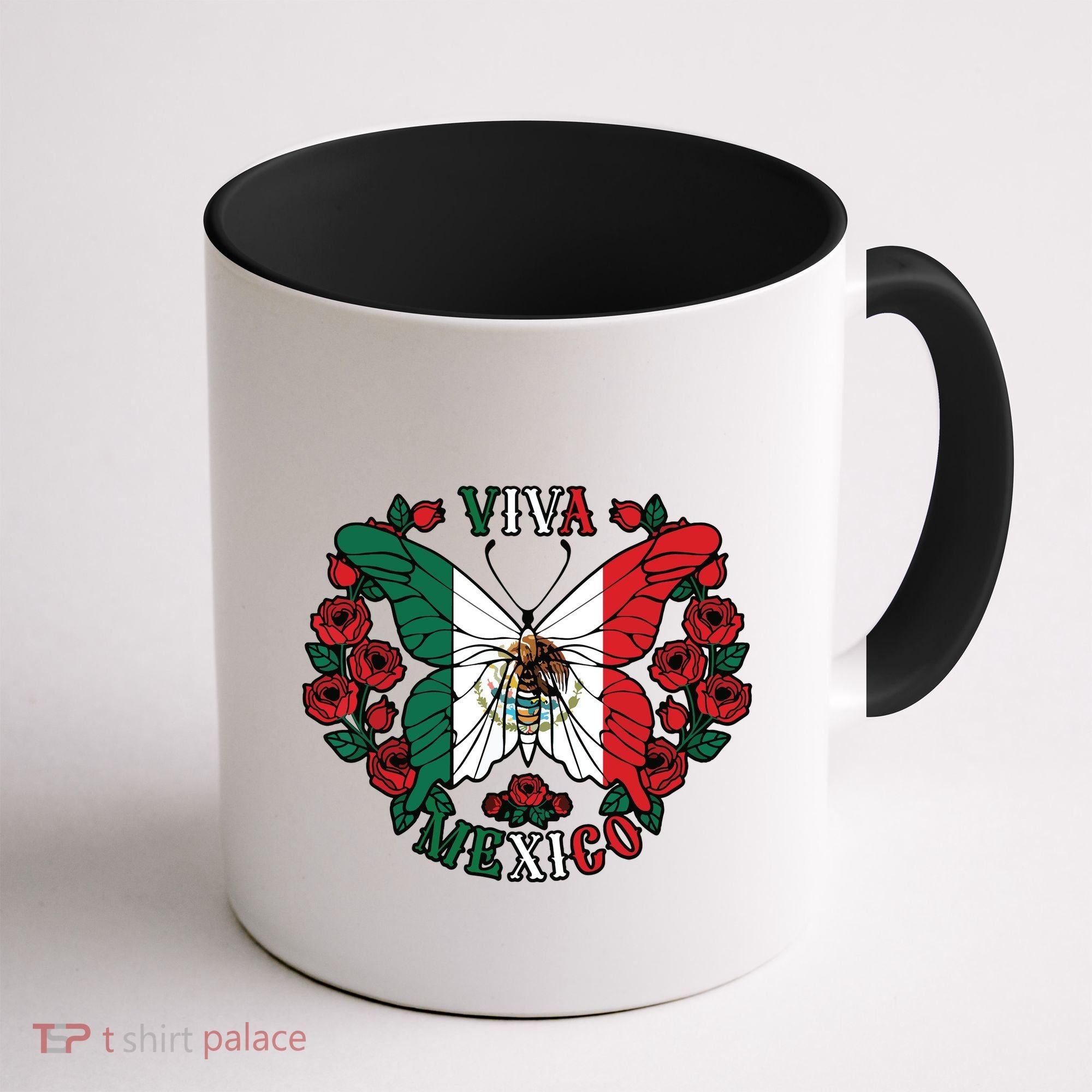 Viva Mexico Butterfly Rose Mexican Independence Coffee Mug