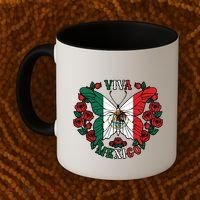Viva Mexico Butterfly Rose Mexican Independence Coffee Mug thumb 2