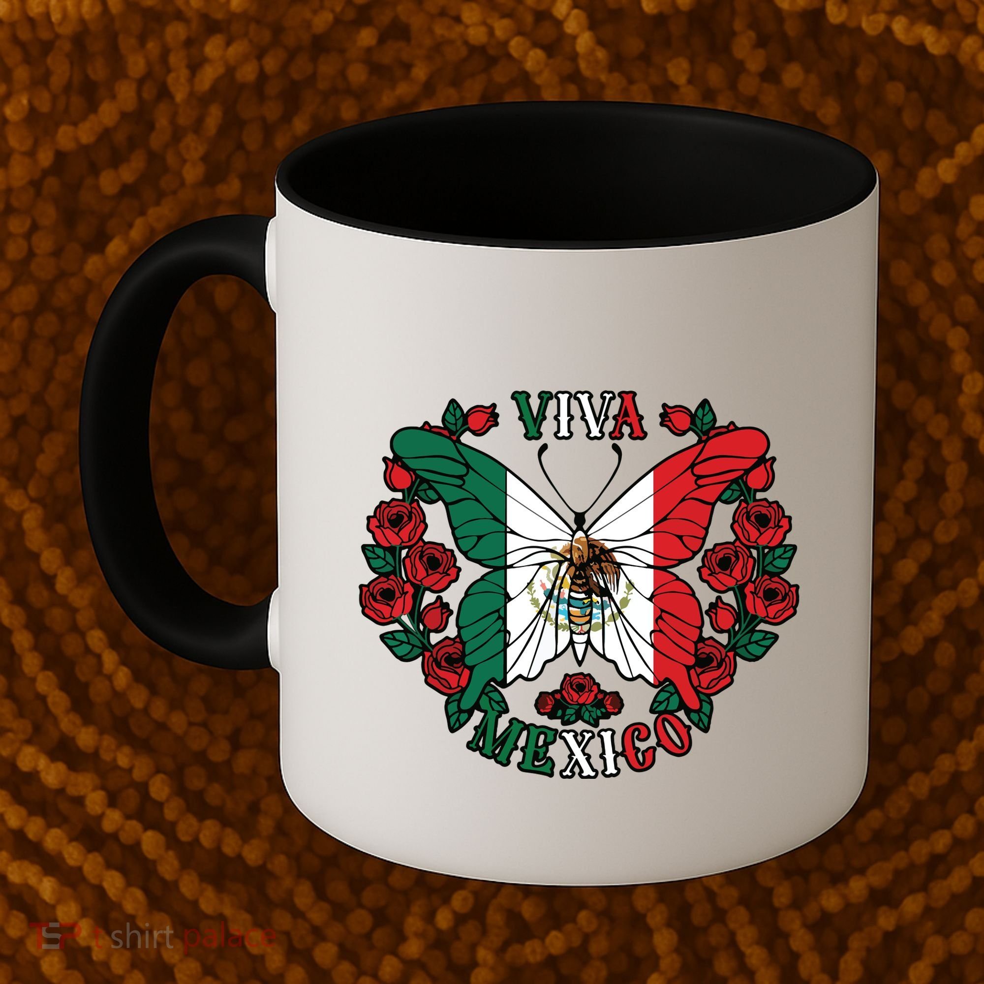 Viva Mexico Butterfly Rose Mexican Independence Coffee Mug