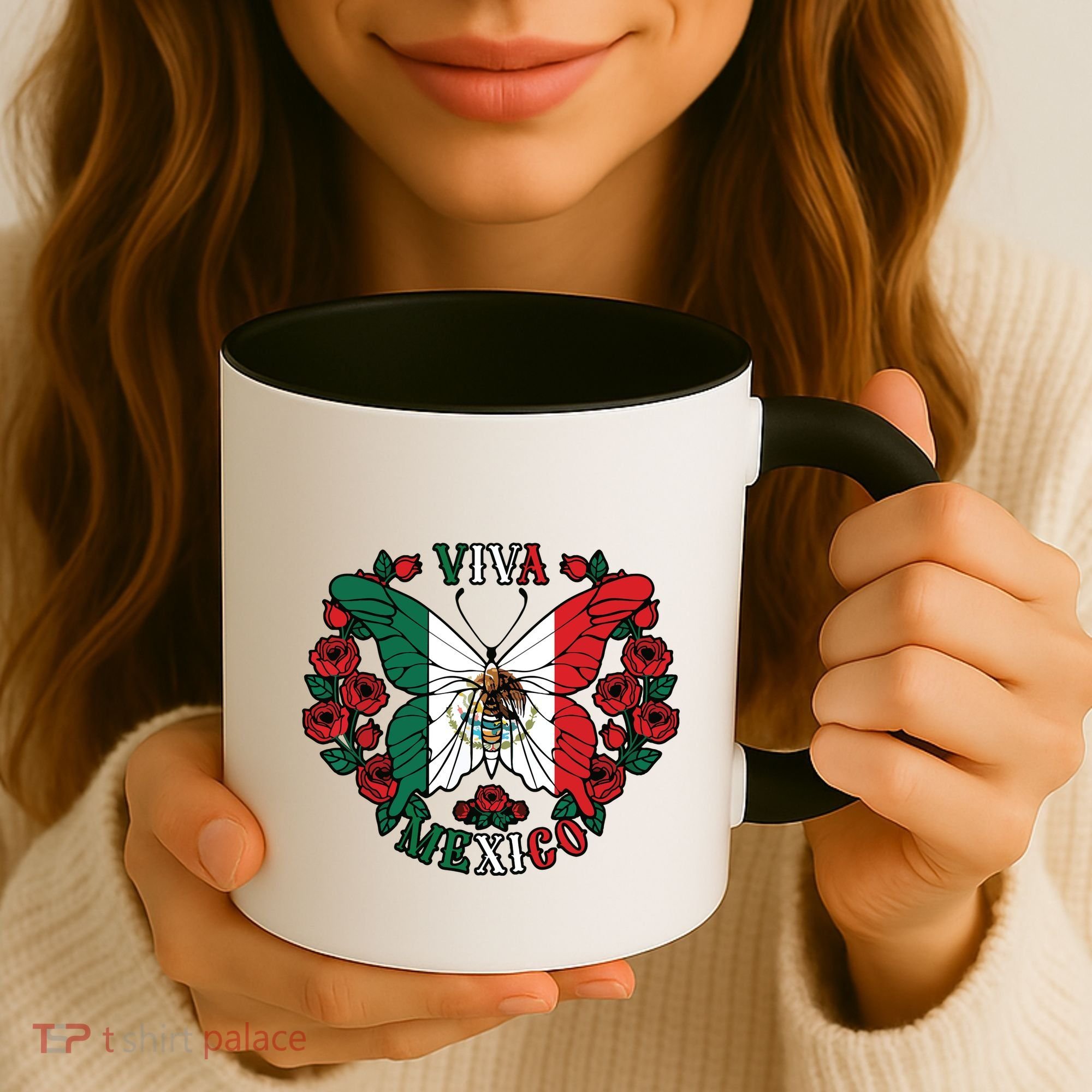 Viva Mexico Butterfly Rose Mexican Independence Coffee Mug