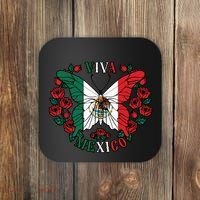 Viva Mexico Butterfly Rose Mexican Independence Coaster thumb 0