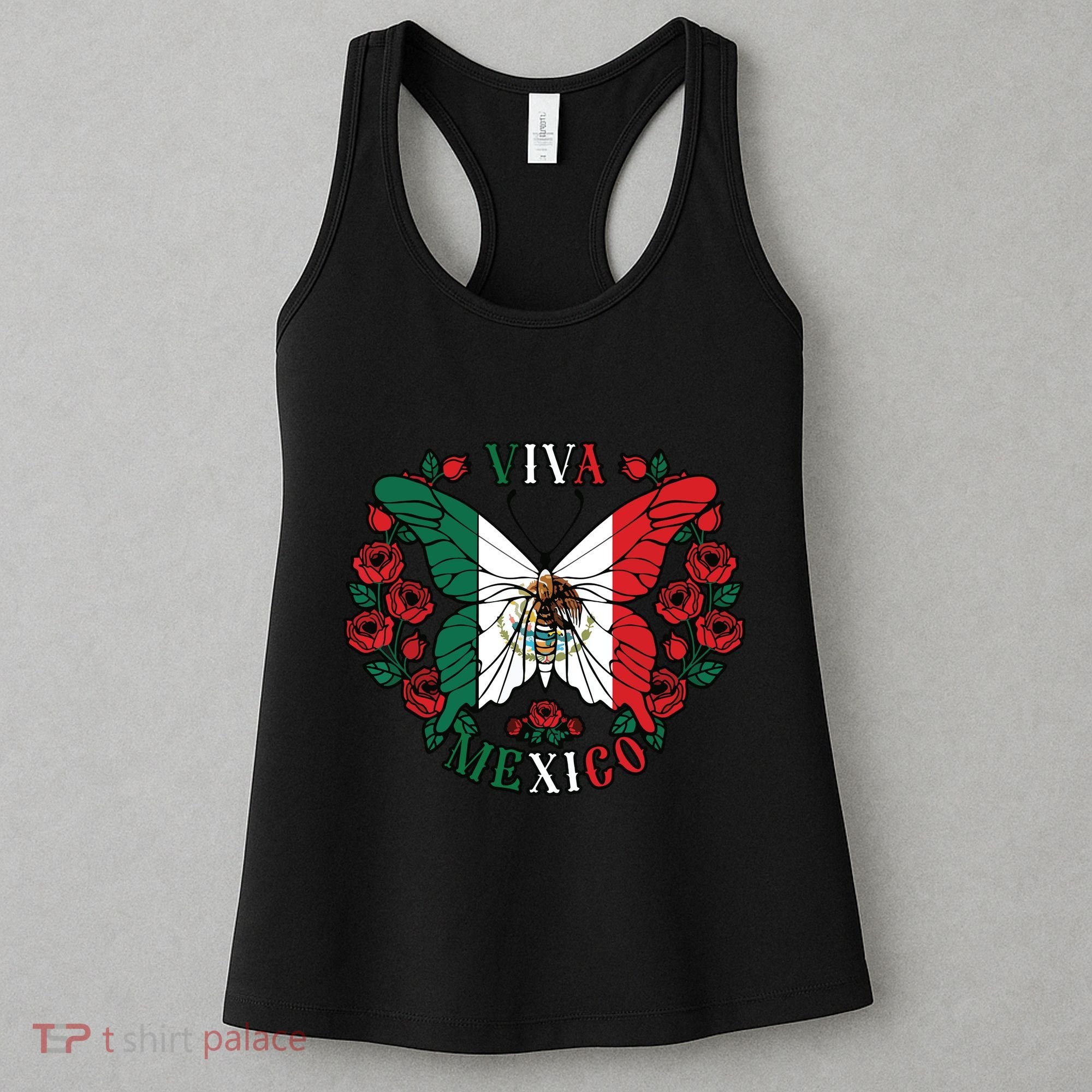 Viva Mexico Butterfly Rose Mexican Independence Women's Tank Top