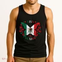 Viva Mexico Butterfly Rose Mexican Independence Tank Top thumb 3