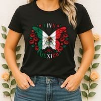 Viva Mexico Butterfly Rose Mexican Independence Women's T-Shirt thumb 2