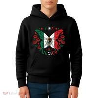 Viva Mexico Butterfly Rose Mexican Independence Kids Hoodie thumb 4