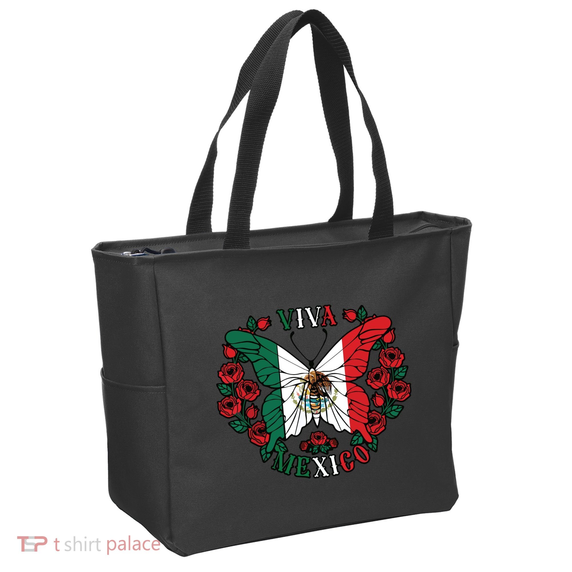 Viva Mexico Butterfly Rose Mexican Independence Tote Bag
