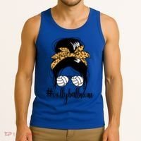 #Volleyballmom Messy Bun Mom S Volleyball Mom Funny Gift Tank Top thumb 3
